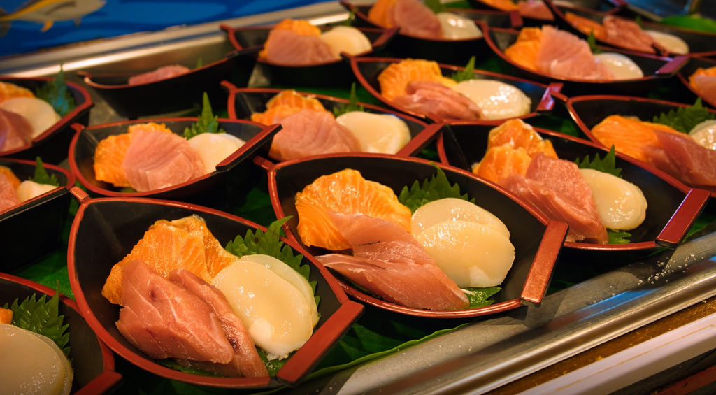 アンダの森いっぺき湖の夕食ビュッフェの刺身